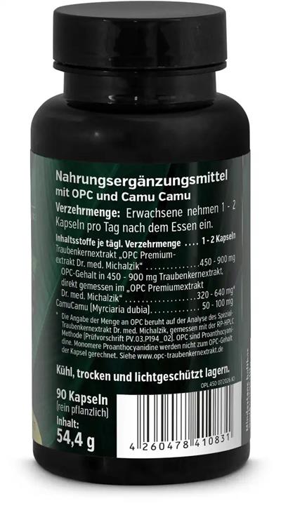 Biotikon OPC Premium Plus - extrakt z hroznových jadier s nemeckým certifikátom (450 mg s obsahom 320 mg čistého OPC a extraktom z Camu Camu), 90 kapsúl