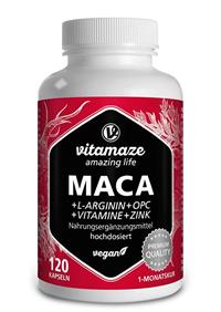 Maca 5000 + L-Arginin + OPC + vitamíny + zinek (120 vegánskych kapslí)