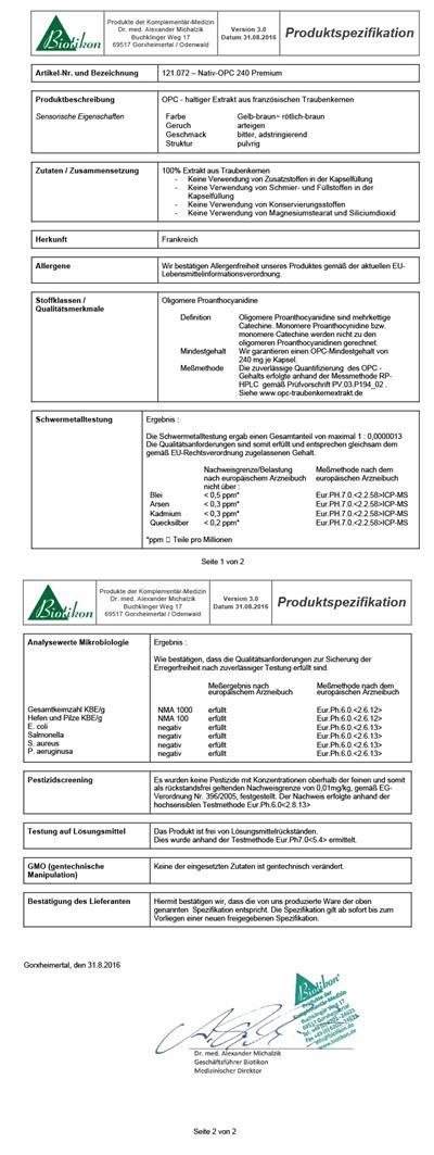 OPC Premium extrakt z hroznových jadier s certifikátom (450 mg s obsahom 240 mg čistého OPC a vitamínom C)