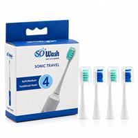 SoWash Sonic Travel – náhradní kartáčkové hlavice pro cestovní sonický kartáček SoWash – 4 ks